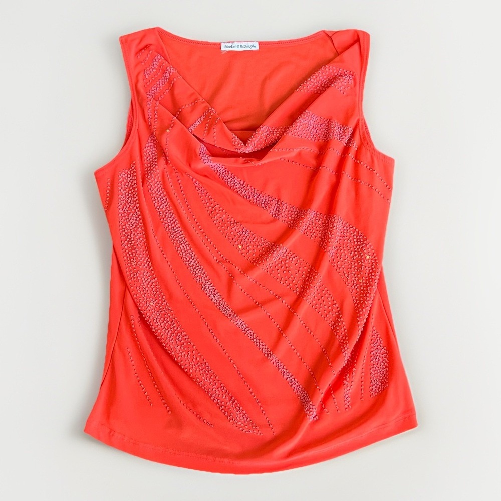 Bleeker & McDougale Womens Coral‎ Studded Cowl Neck Sleeveless Tank Top Medium